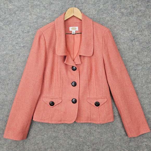 Talbots Jackets & Blazers - Talbots Women's Coral Pink Wool/Viscose Blend Blazer Size 8 Button Front Jacket